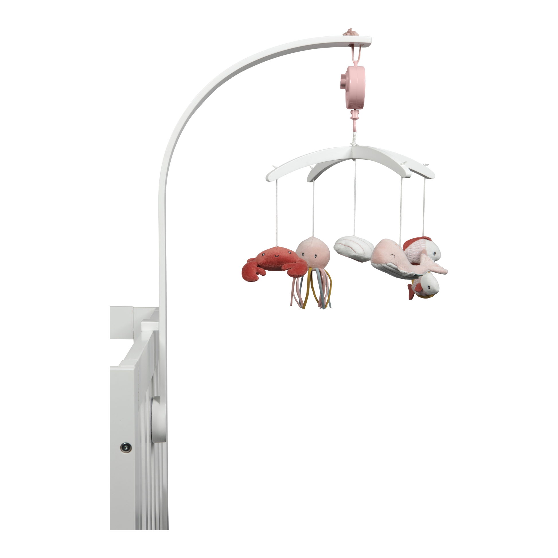 Wooden music mobile white - Ocean Pink