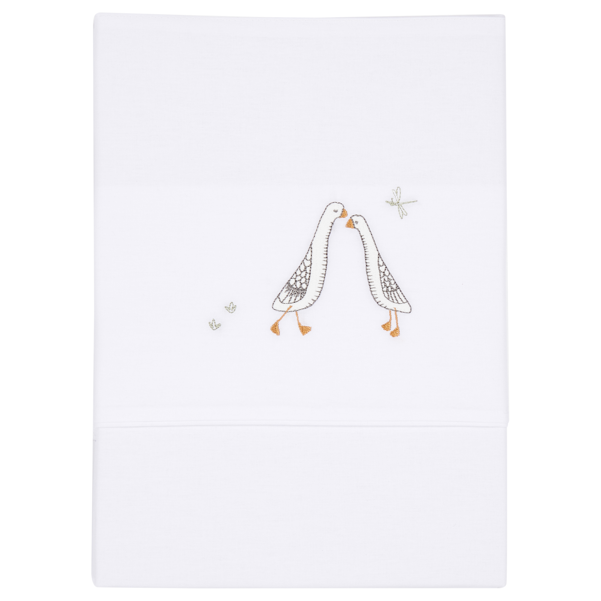 Cot sheet embroidered - Little Goose